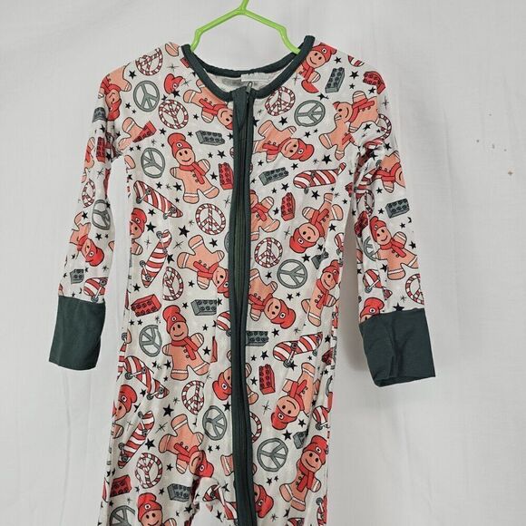 Gingerbread Peace Sign Lego Skateboard Baby Size 18-24 M Bamboo Like Sleeper - Picture 3 of 7